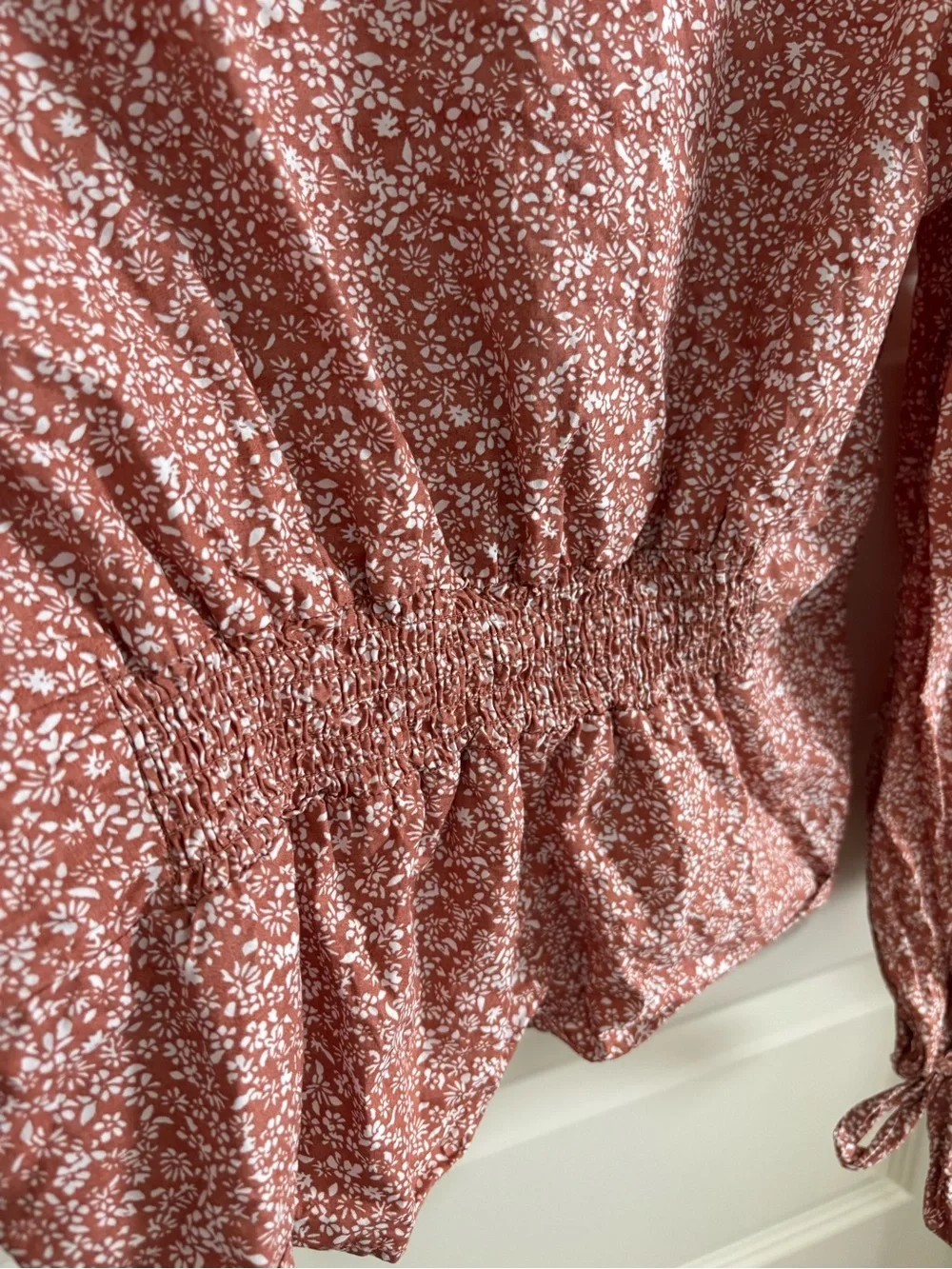 Free People Dusty Rose Floral Button-Front Blouse